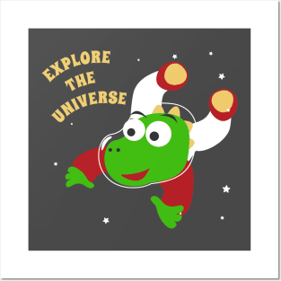 Cute dinosaur astronaut. Posters and Art